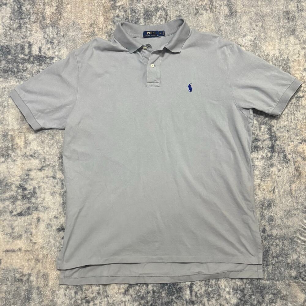 Polo Ralph Lauren Polo Shirt Gray Blue Pony Embroidered Short Sleeve Men’s XL
